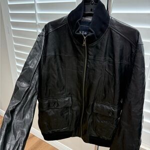 Banana Republic Black Leather Bomber Jacket